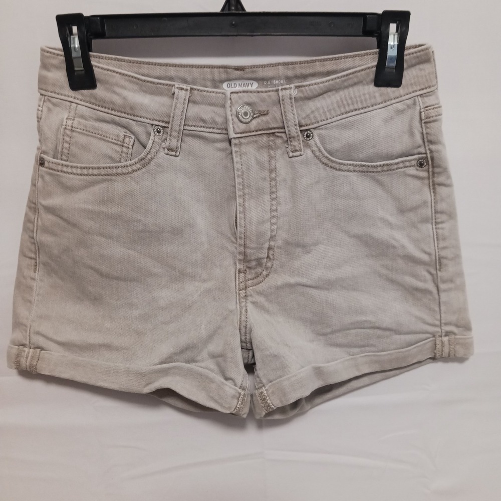 Old Navy Women's OG‎ Shorts Sz 2 Gray Denim High Rise Rolled Cuff 3" inseam